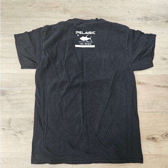 Pelagic Black White Tuna Republic Graphic T-Shirt Short Sleeve Medium Basic - Picture 2 of 4